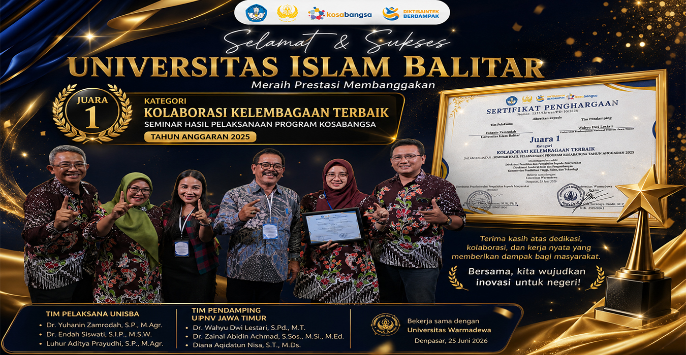 Tim Kolaborasi Universitas Islam Balitar Raih Juara 1 Kategori KOLABORASI KELEMBAGAAN TERBAIK PADA PROGRAM KOSABANGSA TAHUN ANGGARAN 2025